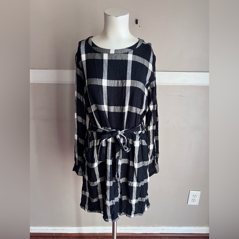 Plaid Black and White Women's Dress